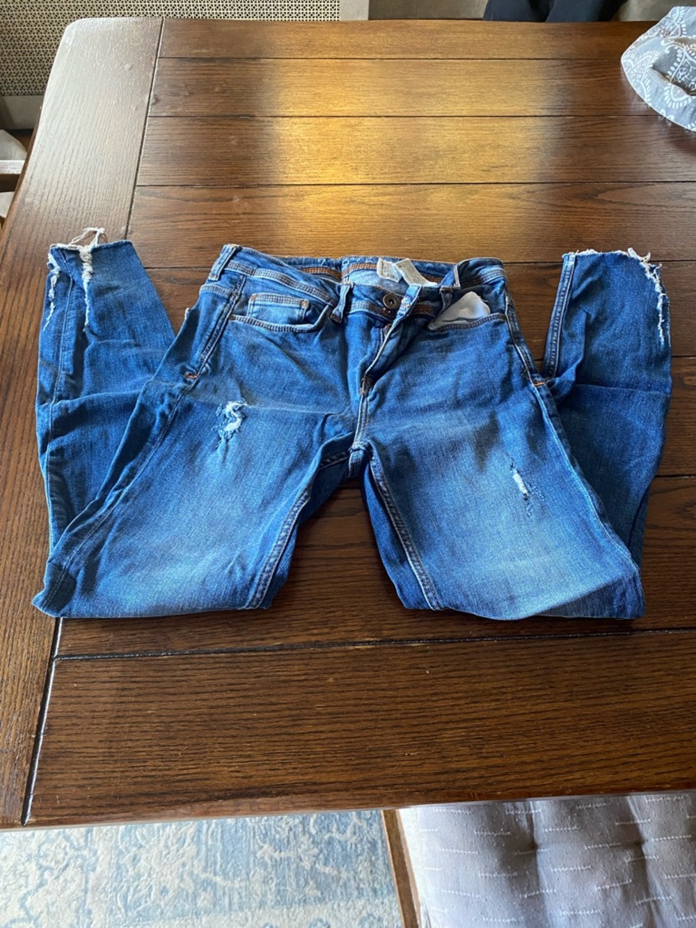 Zara Basic Z1975  Distressed Denim Size 2